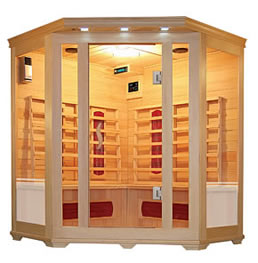 4 Person CORNER FAR Infrared Sauna Wellness Cabin